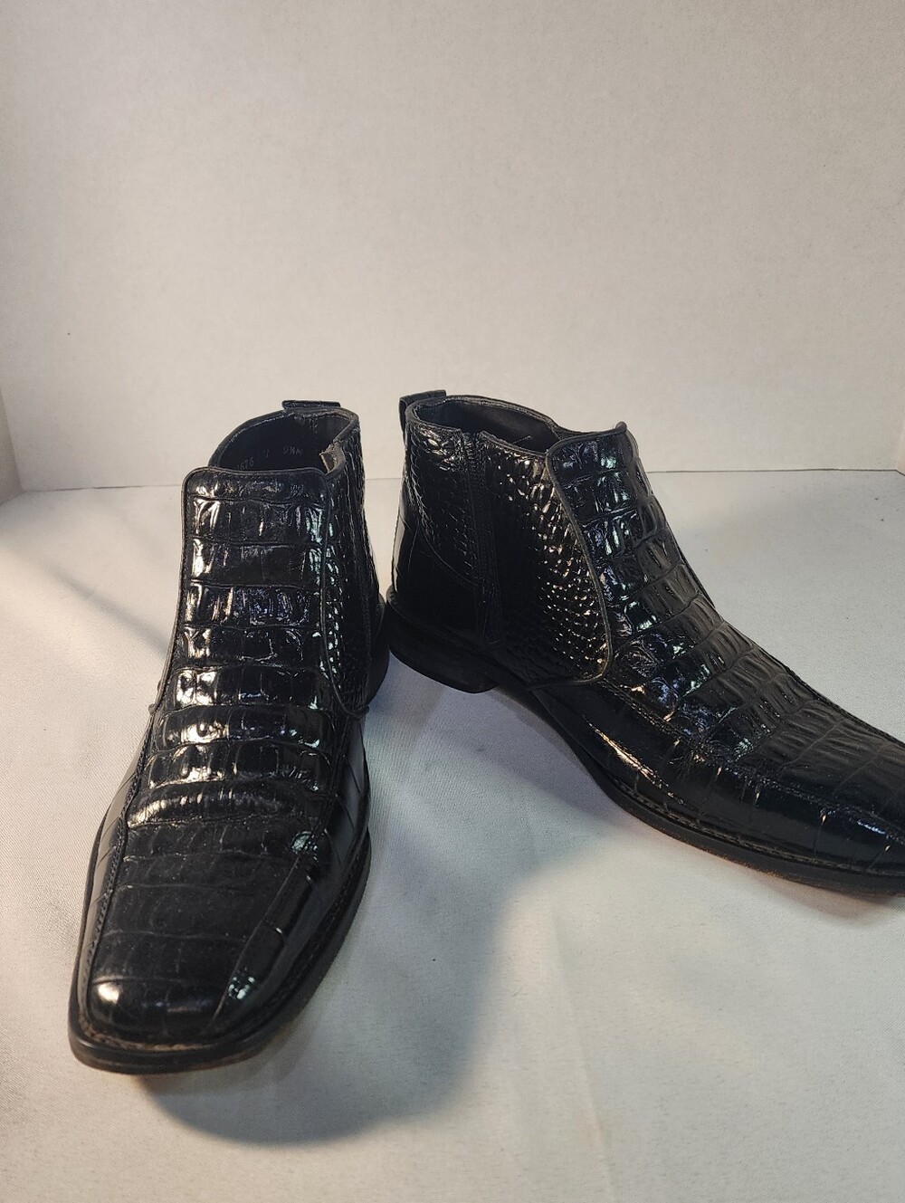 Stacy Adams Square-toe Cros-print Zippered Men's Dress Boots Size 9.5